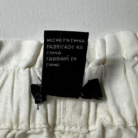 NWT Forever 21 Women Shorts Linen-Blend Paperbag Drawstring Pockets Large - Picture 11 of 14